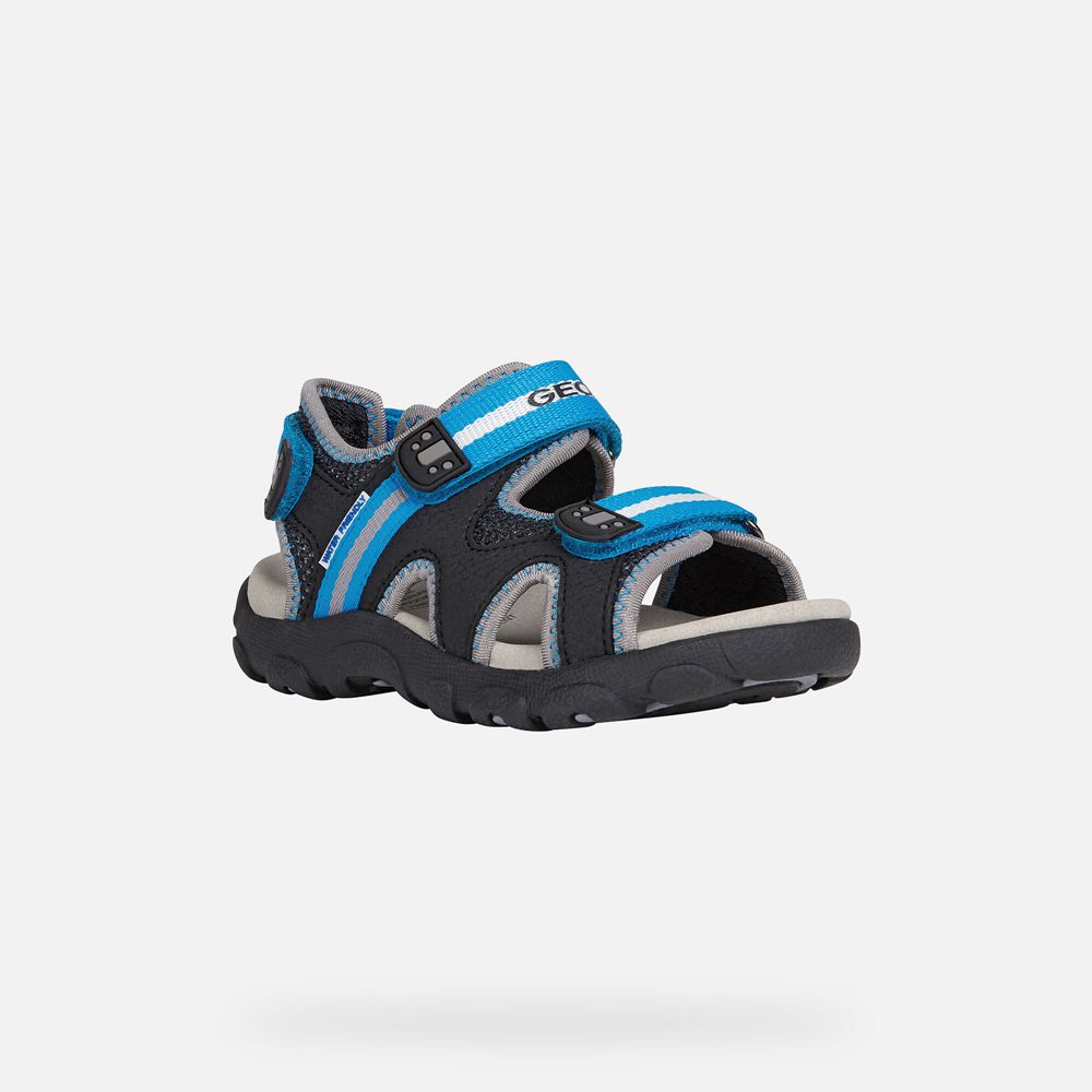 Sandales Geox Strada - Noir/Bleu - Garcon 284579-QUX